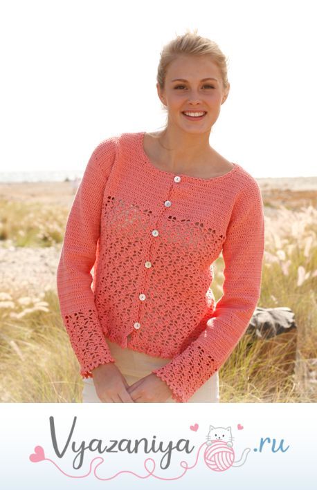 Жакет крючком: Цветение персика