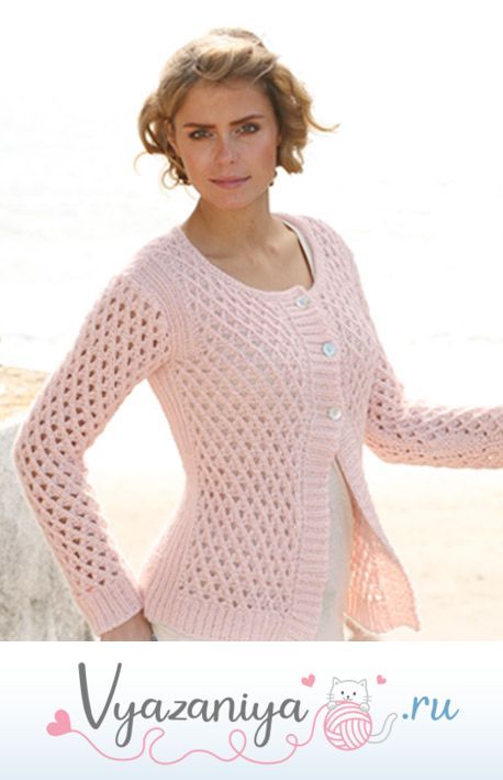 Жакет в сеточку спицами